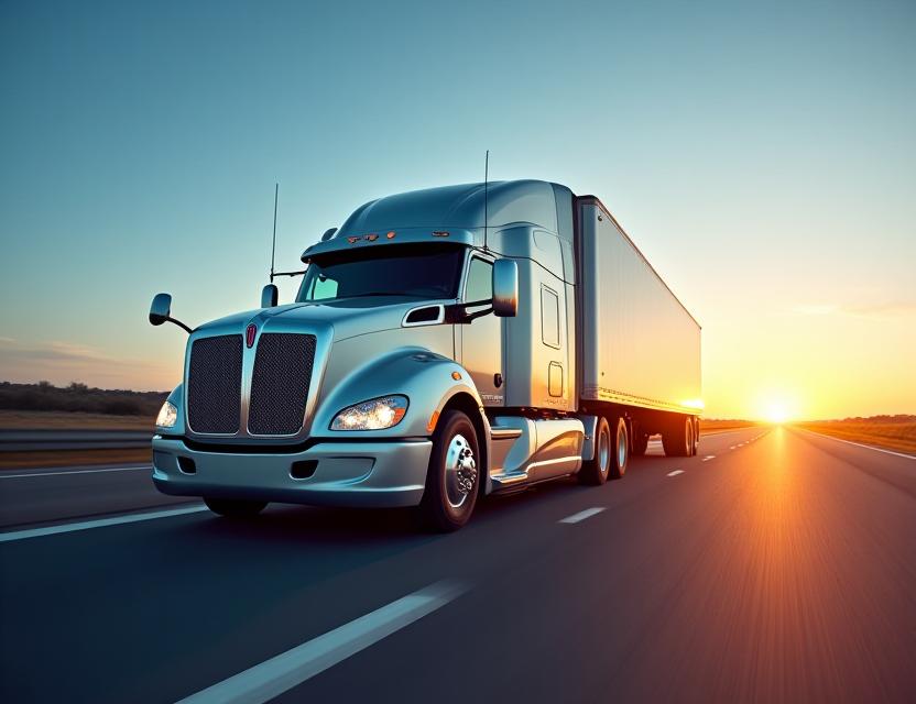 Modern logistics fleet on the highway
